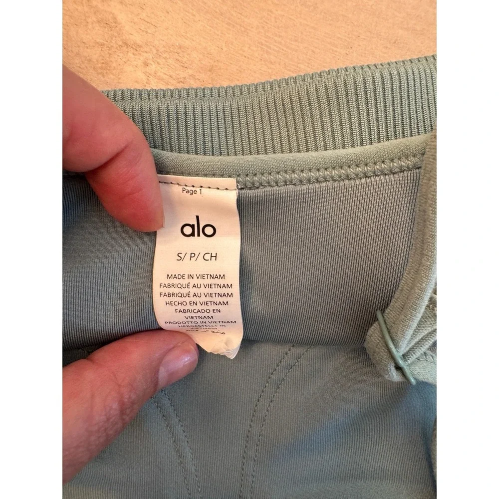 Alo Yoga Ribbed Bralette Sports Bra Adjustable Straps Sage Green Women's S